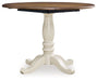 Wirloni - Round Dining Room Drop Leaf Table - Antique White / Brown – Dining Tables by Signature Design by Ashley® at Furniture Wholesale Plus , Nashville furniture store
