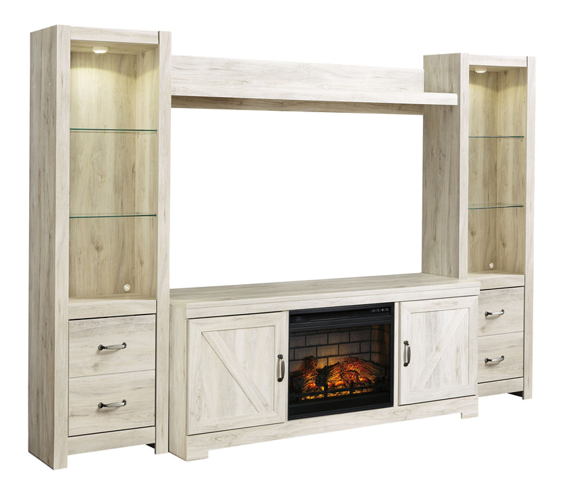 Bellaby - Entertainment Center - TV Stand With Faux Firebrick Fireplace Insert - Whitewash – Entertainment Centers by Signature Design by Ashley® at Furniture Wholesale Plus , Nashville furniture store