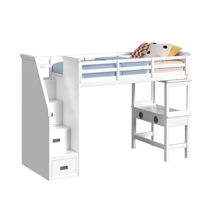 Hampton Kids - Loft With Staircase And Desk With Speaker Bedroom Set – 3 Piece Bedroom Sets by Elements International at Furniture Wholesale Plus , Nashville furniture store