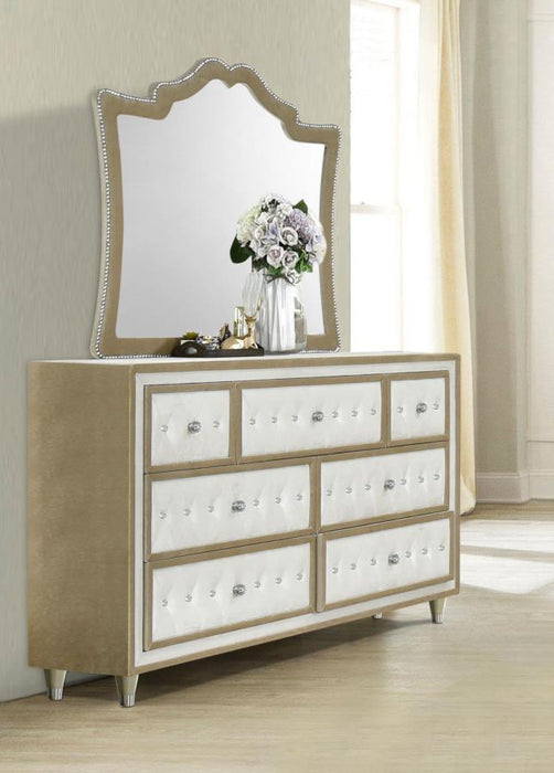 Antonella - 7-Drawer Upholstered Dresser With Mirror - Premium Dresser & Mirror from CoasterElevations - Just $1089! Shop now at Furniture Wholesale Plus  We are the best furniture store in Nashville, Hendersonville, Goodlettsville, Madison, Antioch, Mount Juliet, Lebanon, Gallatin, Springfield, Murfreesboro, Franklin, Brentwood