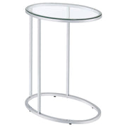 Kyle - Oval Glass Top C-Shaped Sofa Side Table - Chrome – Sofa Tables by CoasterEveryday at Furniture Wholesale Plus , Nashville furniture store