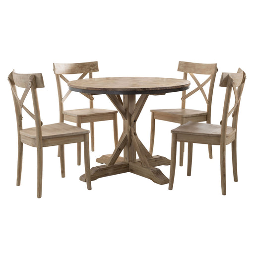 Callista - Round Standard Height 5 Piece Dining Set (Table And Four Chairs) - Beach – 5 Piece Dining Room Sets by Elements International at Furniture Wholesale Plus , Nashville furniture store