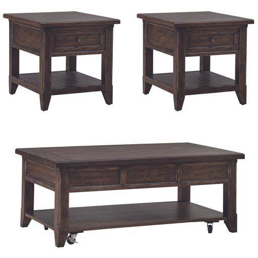 Paradise Valley - 3 Piece Table Set (Lift Top Cocktail Table) - Saddle Brown – Table Sets by Liberty Furniture at Furniture Wholesale Plus , Nashville furniture store