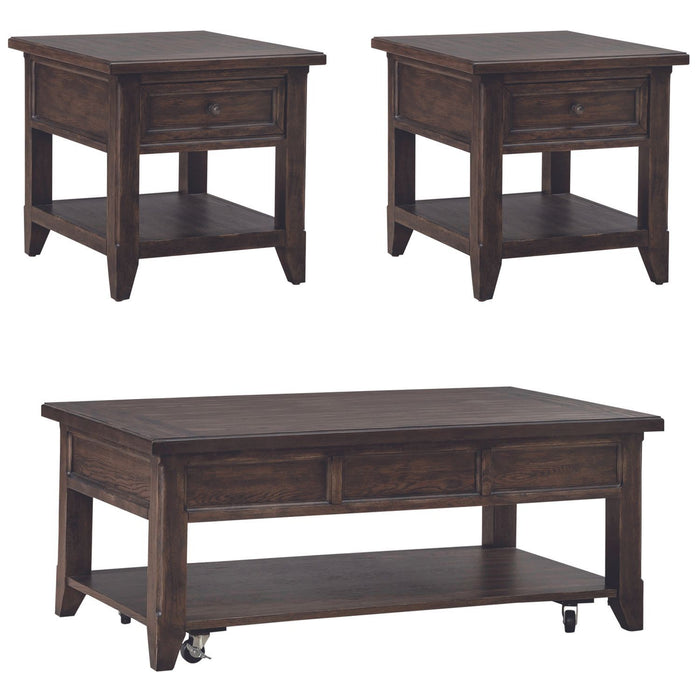 Paradise Valley - 3 Piece Table Set (Lift Top Cocktail Table) - Saddle Brown – Table Sets by Liberty Furniture at Furniture Wholesale Plus , Nashville furniture store