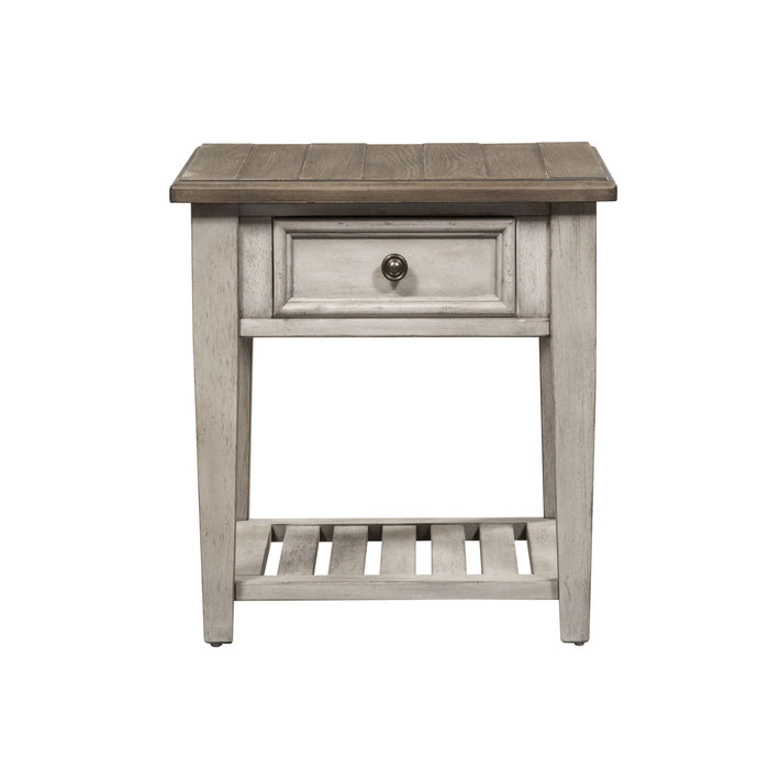 Heartland - Drawer End Table - Antique White / Tobacco Tops – End Tables by Liberty Furniture at Furniture Wholesale Plus , Nashville furniture store