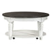 Allyson Park - Round Cocktail Table - Wirebrushed White / Charcoal – Cocktail Tables by Liberty Furniture at Furniture Wholesale Plus , Nashville furniture store