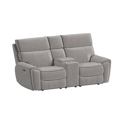 Jackpot - P1 Loveseat With Console - Explore Light Gray – Reclining Loveseats by Elements International at Furniture Wholesale Plus , Nashville furniture store