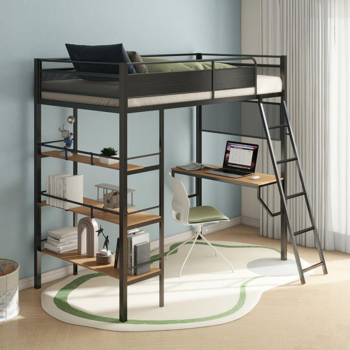 Campus - 3-Shelf Metal Twin Workstation Loft Bed – Loft Beds by Coaster Fine Furniture at Furniture Wholesale Plus , Nashville furniture store