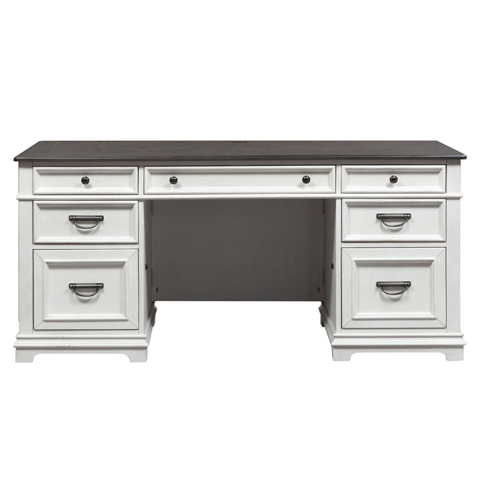 Allyson Park - Desk - Wirebrushed White / Charcoal – Writing Desks by Liberty Furniture at Furniture Wholesale Plus , Nashville furniture store