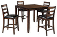 Coviar - Brown - DRM Counter Table Set (Set of 5) - Premium 5 Piece Dining Room Sets from Signature Design by Ashley® - Just $518! Shop now at Furniture Wholesale Plus  We are the best furniture store in Nashville, Hendersonville, Goodlettsville, Madison, Antioch, Mount Juliet, Lebanon, Gallatin, Springfield, Murfreesboro, Franklin, Brentwood