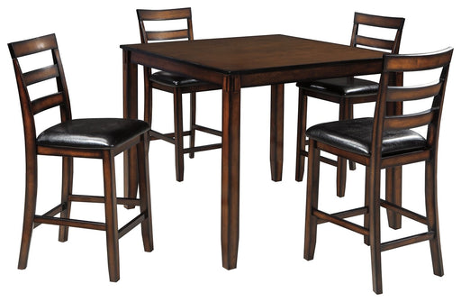 Coviar - Brown - DRM Counter Table Set (Set of 5) - Premium 5 Piece Dining Room Sets from Signature Design by Ashley® - Just $518! Shop now at Furniture Wholesale Plus  We are the best furniture store in Nashville, Hendersonville, Goodlettsville, Madison, Antioch, Mount Juliet, Lebanon, Gallatin, Springfield, Murfreesboro, Franklin, Brentwood