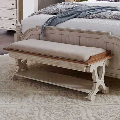 Farmhouse Reimagined - Bed Bench - Antique White / Chestnut Tops – Bed Benches by Liberty Furniture at Furniture Wholesale Plus , Nashville furniture store