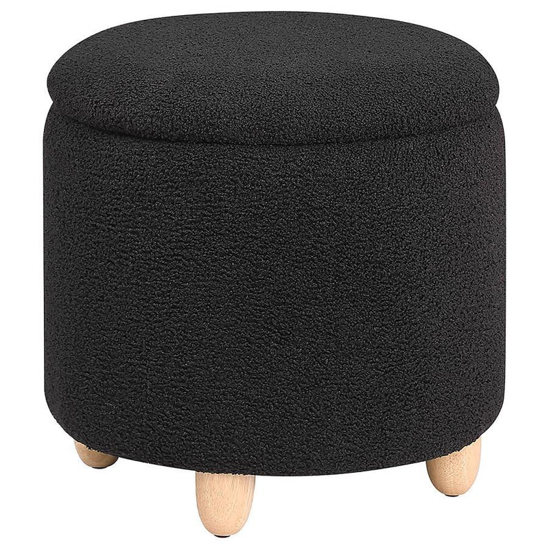 Valia - Faux Sheepskin Upholstered Round Storage Ottoman – Storage Ottomans by Coaster Fine Furniture at Furniture Wholesale Plus , Nashville furniture store