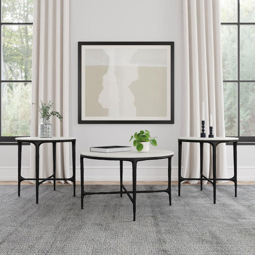 Hermas - Round Marble Coffee And End Table Set – Table Sets by Coaster Fine Furniture at Furniture Wholesale Plus , Nashville furniture store