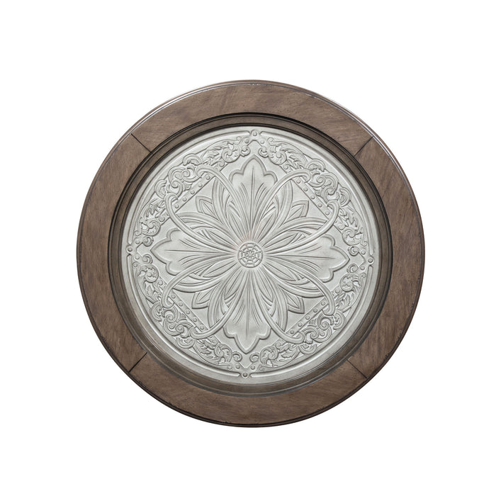 Heartland - Round Ceiling Tile Cocktail Table - Antique White / Tobacco Tops – Cocktail Tables by Liberty Furniture at Furniture Wholesale Plus , Nashville furniture store