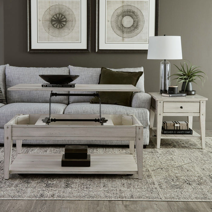 Lake House - Optional 3 Piece Set - Weathered White – Table Sets by Liberty Furniture at Furniture Wholesale Plus , Nashville furniture store