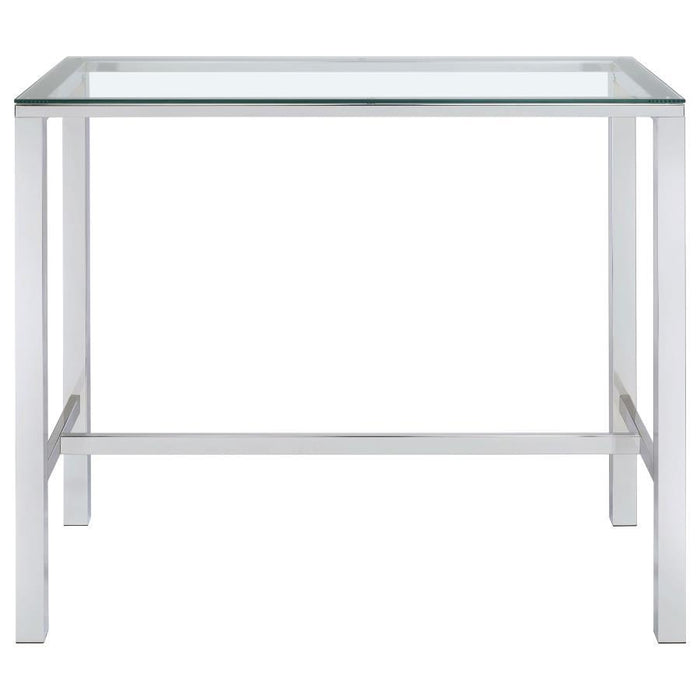 Tolbert - Rectangular Glass Top Pub Bar Table - Chrome – Bar Tables by CoasterEssence at Furniture Wholesale Plus , Nashville furniture store