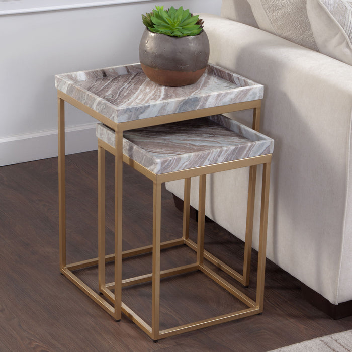 Chantel - Marble Top Nesting Tables - Brown / Gold – Nesting Tables by Steve Silver Furniture at Furniture Wholesale Plus , Nashville furniture store