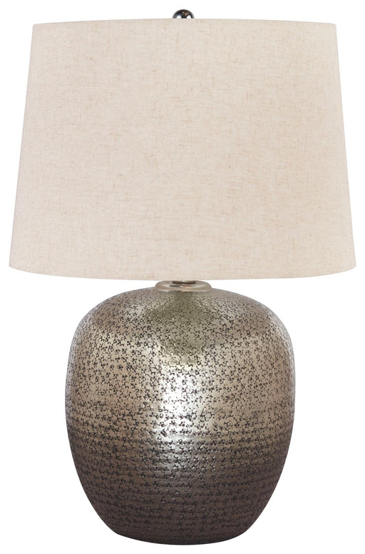 Magalie - Antique Silver Finish - Metal Table Lamp - Premium Table Lamps from Signature Design by Ashley® - Just $138! Shop now at Furniture Wholesale Plus  We are the best furniture store in Nashville, Hendersonville, Goodlettsville, Madison, Antioch, Mount Juliet, Lebanon, Gallatin, Springfield, Murfreesboro, Franklin, Brentwood