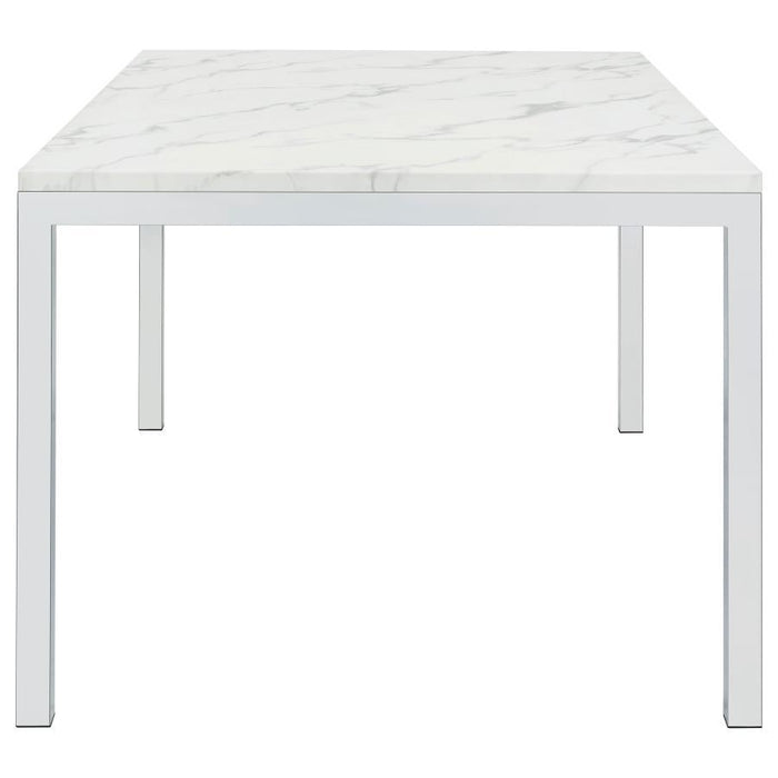 Athena - Rectangular Faux Marble Dining Table - Chrome – Dining Tables by CoasterEveryday at Furniture Wholesale Plus , Nashville furniture store