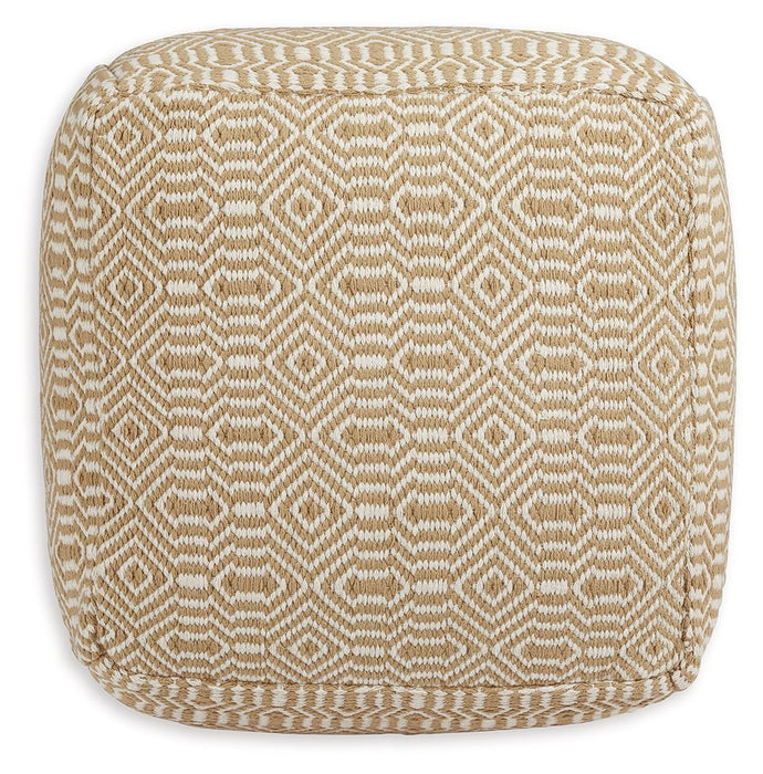 Adamont - Pouf - Tan / Ivory – Accent Poufs by Signature Design by Ashley® at Furniture Wholesale Plus , Nashville furniture store
