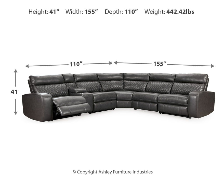 Samperstone - Power Reclining Sectional – Reclining Sectionals by Signature Design by Ashley® at Furniture Wholesale Plus , Nashville furniture store