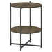 Axel - Round Accent Table With Open Shelf - Natural And Gunmetal – Accent Tables by CoasterEssence at Furniture Wholesale Plus , Nashville furniture store