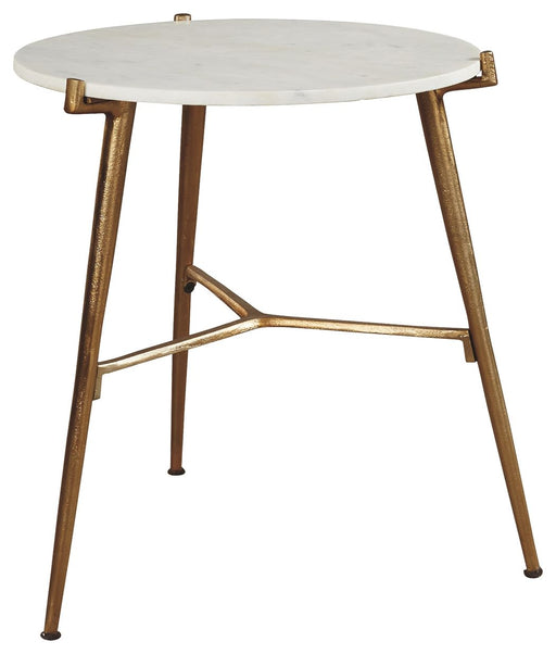 Chadton - White / Gold Finish - Accent Table - Premium Accent Tables from Signature Design by Ashley® - Just $138! Shop now at Furniture Wholesale Plus  We are the best furniture store in Nashville, Hendersonville, Goodlettsville, Madison, Antioch, Mount Juliet, Lebanon, Gallatin, Springfield, Murfreesboro, Franklin, Brentwood