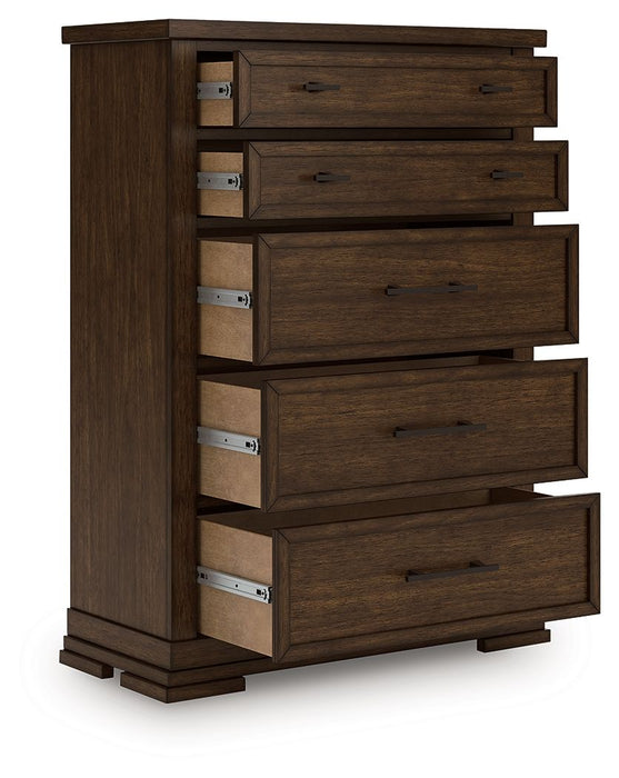 Taffenbrook - Five Drawer Chest - Medium Brown – Accent Chests by Benchcraft® at Furniture Wholesale Plus , Nashville furniture store