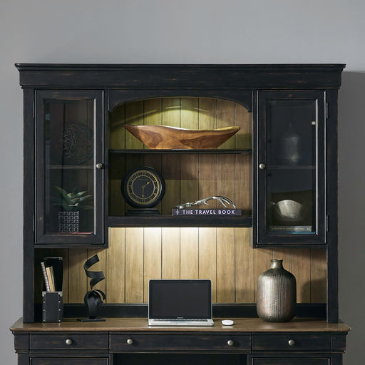 Meritage - Jr Executive Credenza Hutch - Aged Charcoal – Hutches by Liberty Furniture at Furniture Wholesale Plus , Nashville furniture store