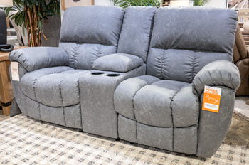 Bakerstein - Power Recline Loveseat/Console/Adjustable Headrest - Galaxy – Reclining Loveseats by Signature Design by Ashley® at Furniture Wholesale Plus , Nashville furniture store