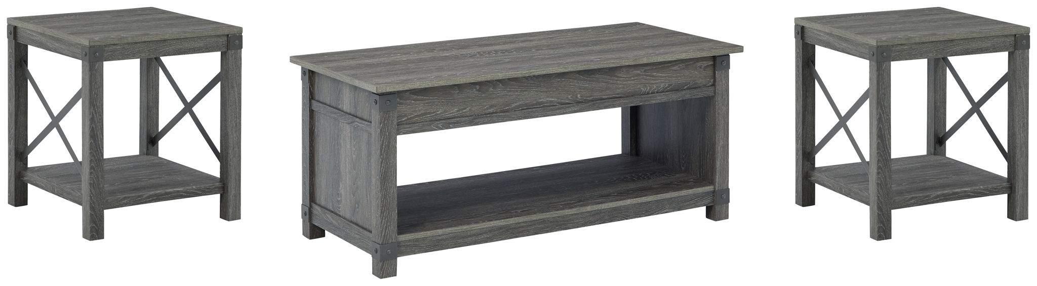 Freedan - 3 Pc. - Coffee Table, 2 End Tables - Grayish Brown – Table Sets by Signature Design by Ashley® at Furniture Wholesale Plus , Nashville furniture store