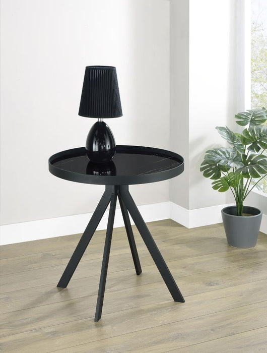 Briggs - Round Marble Printed Glass Top End Side Table – End Tables by Coaster Fine Furniture at Furniture Wholesale Plus , Nashville furniture store