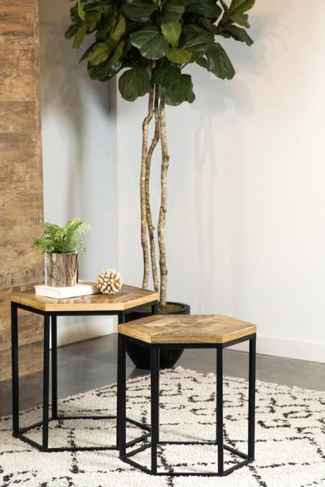 Adger - 2 Piece Hexagonal Nesting Tables - Natural And Black - Premium Nesting Tables from CoasterEssence - Just $399! Shop now at Furniture Wholesale Plus  We are the best furniture store in Nashville, Hendersonville, Goodlettsville, Madison, Antioch, Mount Juliet, Lebanon, Gallatin, Springfield, Murfreesboro, Franklin, Brentwood