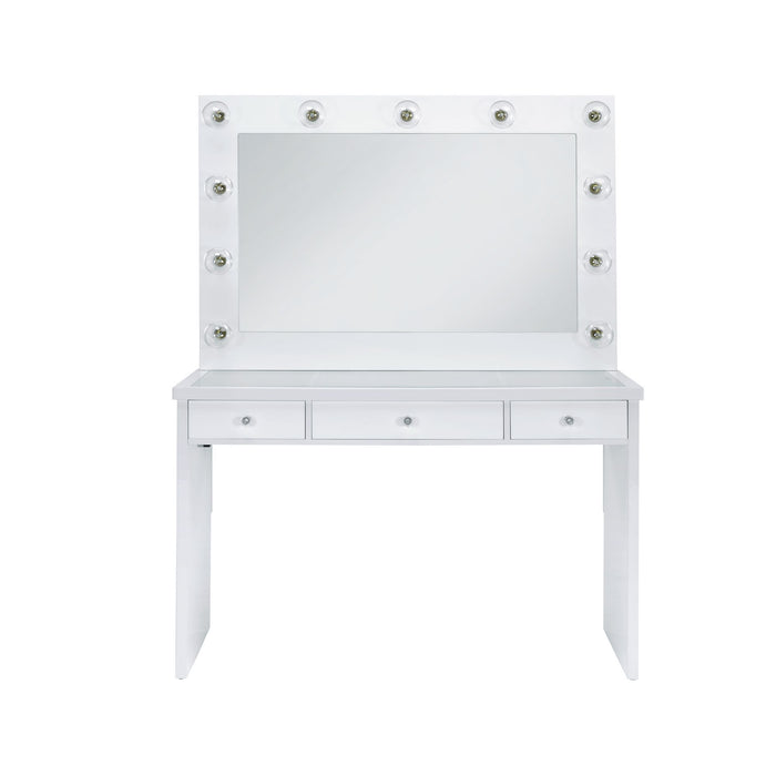 Ariana - Complete Vanity With Lightbulbs - Glossy White – Vanity Desks by Elements International at Furniture Wholesale Plus , Nashville furniture store