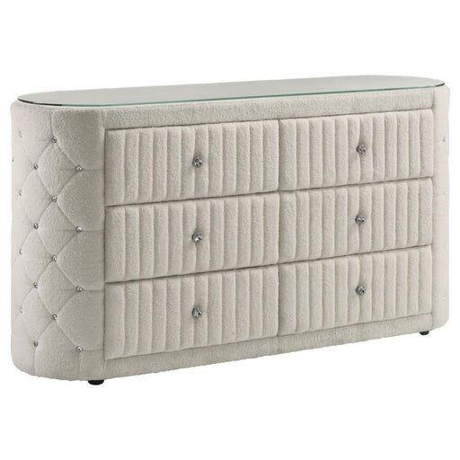 Sonya - 6-Drawer Upholstered Bedroom Dresser – Dressers by Coaster Fine Furniture at Furniture Wholesale Plus , Nashville furniture store