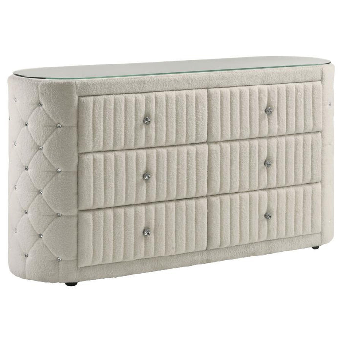 Sonya - 6-Drawer Upholstered Bedroom Dresser – Dressers by Coaster Fine Furniture at Furniture Wholesale Plus , Nashville furniture store