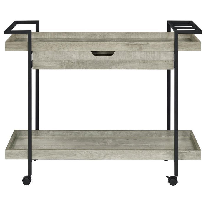 Ventura - 1-Drawer Engineered Wood Bar Cart - Gray Driftwood - Premium Bar Carts from Coaster Fine Furniture - Just $279! Shop now at Furniture Wholesale Plus  We are the best furniture store in Nashville, Hendersonville, Goodlettsville, Madison, Antioch, Mount Juliet, Lebanon, Gallatin, Springfield, Murfreesboro, Franklin, Brentwood