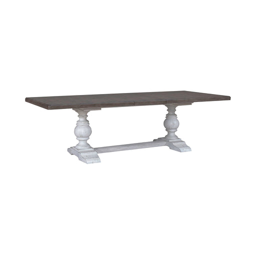 River Place - Trestle Table - Riverstone White & Tobacco – Dining Tables by Liberty Furniture at Furniture Wholesale Plus , Nashville furniture store