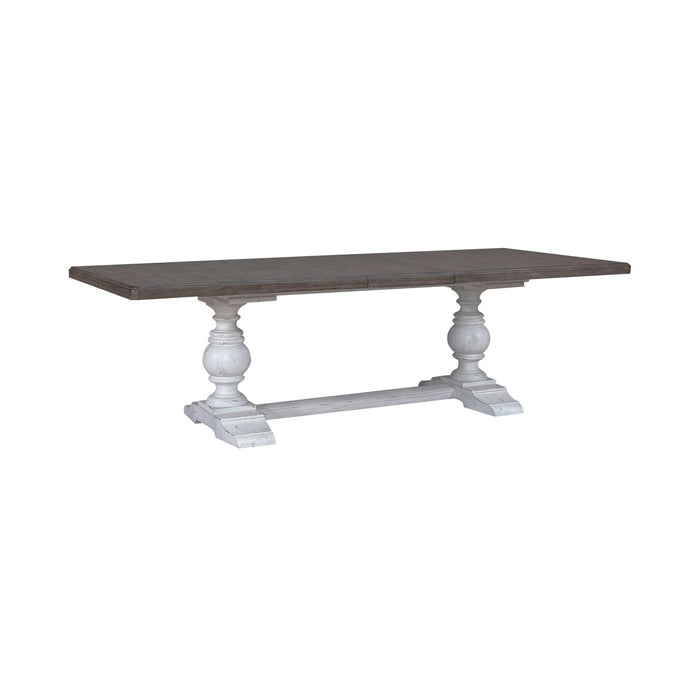 River Place - Trestle Table - Riverstone White & Tobacco – Dining Tables by Liberty Furniture at Furniture Wholesale Plus , Nashville furniture store