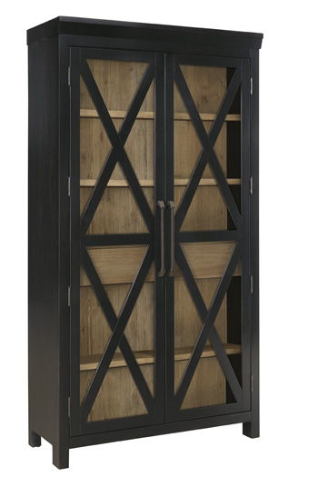 Ridgester - Display Cabinet - Light Brown / Black – Display Cabinets by Benchcraft® at Furniture Wholesale Plus , Nashville furniture store