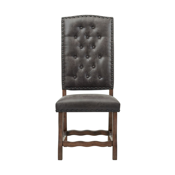 Gramercy - Tufted Tall Back Side Chair (Set of 2) - Chocolate – Chair Sets by Elements International at Furniture Wholesale Plus , Nashville furniture store