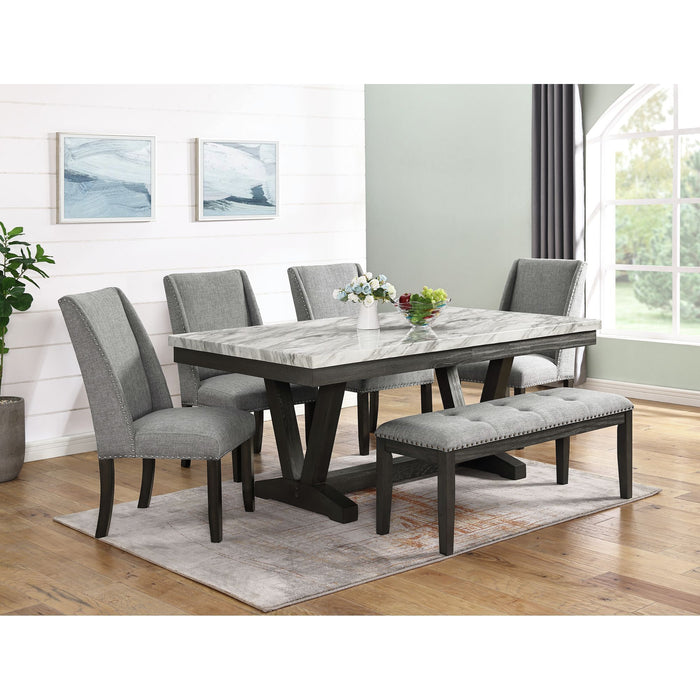 Everdeen - Bench With Gray Fabric and Nail Heads - Charcoal – Upholstered Benches by Elements International at Furniture Wholesale Plus , Nashville furniture store