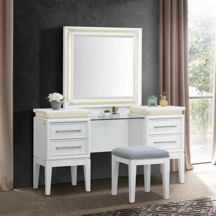 Reflections - 3 Piece Vanity Set - Pearl White & Rhinestone – Vanity Sets by Liberty Furniture at Furniture Wholesale Plus , Nashville furniture store