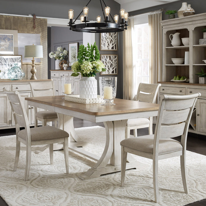 Farmhouse Reimagined - Trestle Table Set – 5 Piece Dining Room Sets by Liberty Furniture at Furniture Wholesale Plus , Nashville furniture store