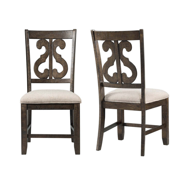 Stone - Wooden Swirl Back Side Chair (Set of 2) – Chair Sets by Elements International at Furniture Wholesale Plus , Nashville furniture store