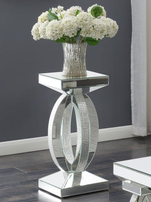Amalia - Square Mirrored Acrylic Crystal Side End Table - Silver – End Tables by CoasterElevations at Furniture Wholesale Plus , Nashville furniture store
