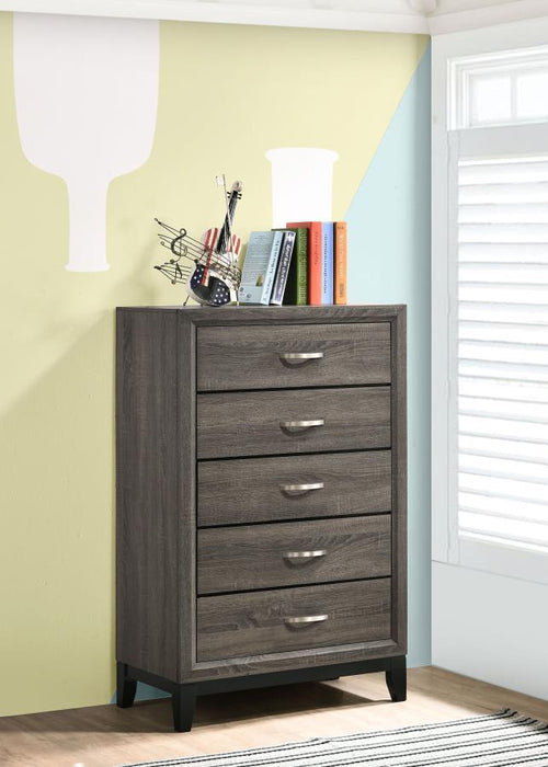 Watson - 5-Drawer Bedroom Chest - Gray Oak – Accent Chests by CoasterEveryday at Furniture Wholesale Plus , Nashville furniture store