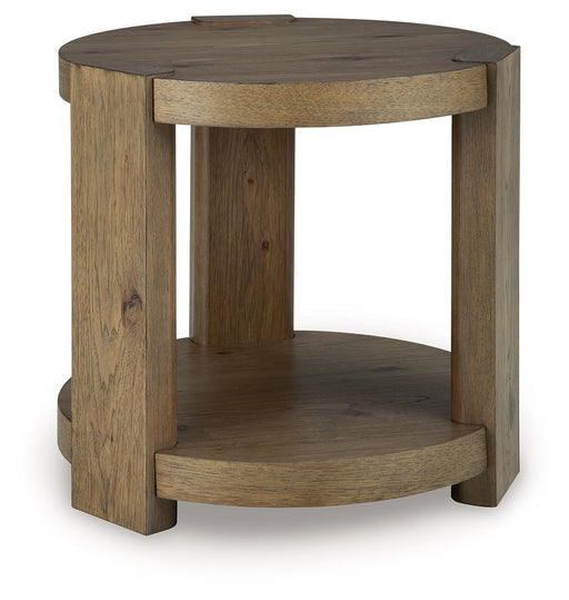 Flangren - Round End Table - Light Brown – End Tables by Signature Design by Ashley® at Furniture Wholesale Plus , Nashville furniture store