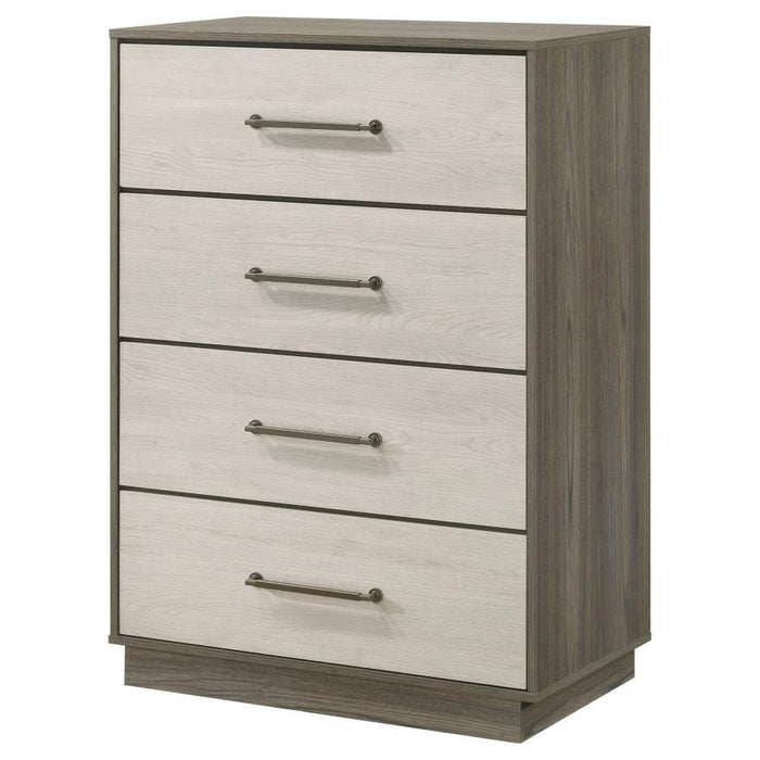 Fenwick - 4-Drawer Chest Of Drawers - Gray Oak – Accent Chests by Coaster Fine Furniture at Furniture Wholesale Plus , Nashville furniture store